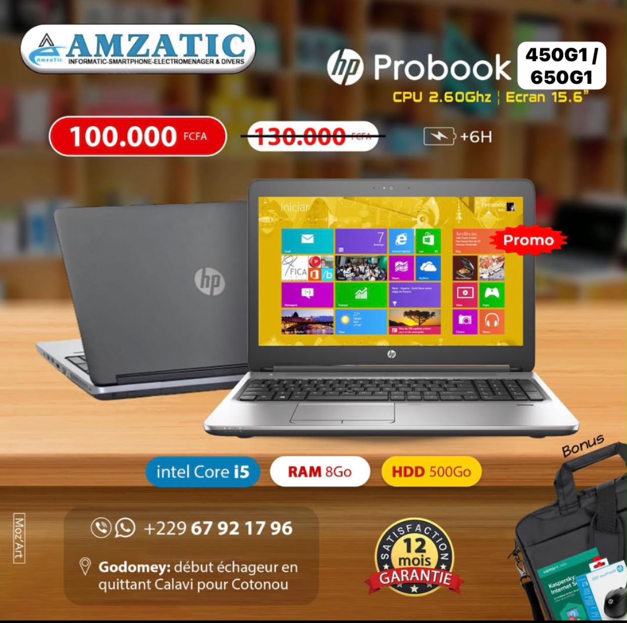 PC Portable HP ProBook 450G1 – Intel Core i5 2.60GHz - Écran 15.6" - RAM 8Go - HDD 500Go