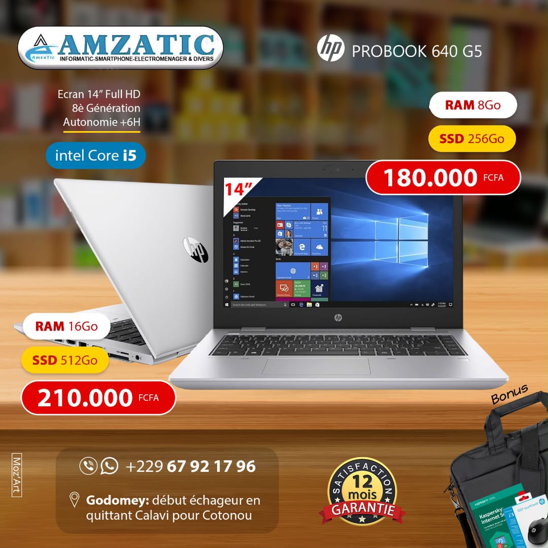 PC Portable HP ProBook 640 G5 – Intel Core i5 8è Génération - Écran 14" FHD - RAM 16Go - SSD 512Go